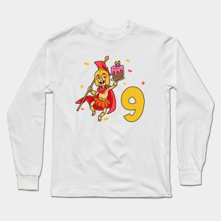 I am 9 with Spartan - kids birthday 9 years old Long Sleeve T-Shirt